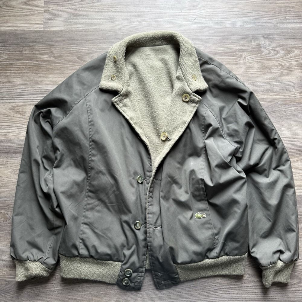 Vintage Lacoste‎ Izod Reversible Knit Cardigan Nylon Windbreaker Jacket L - Picture 6 of 9